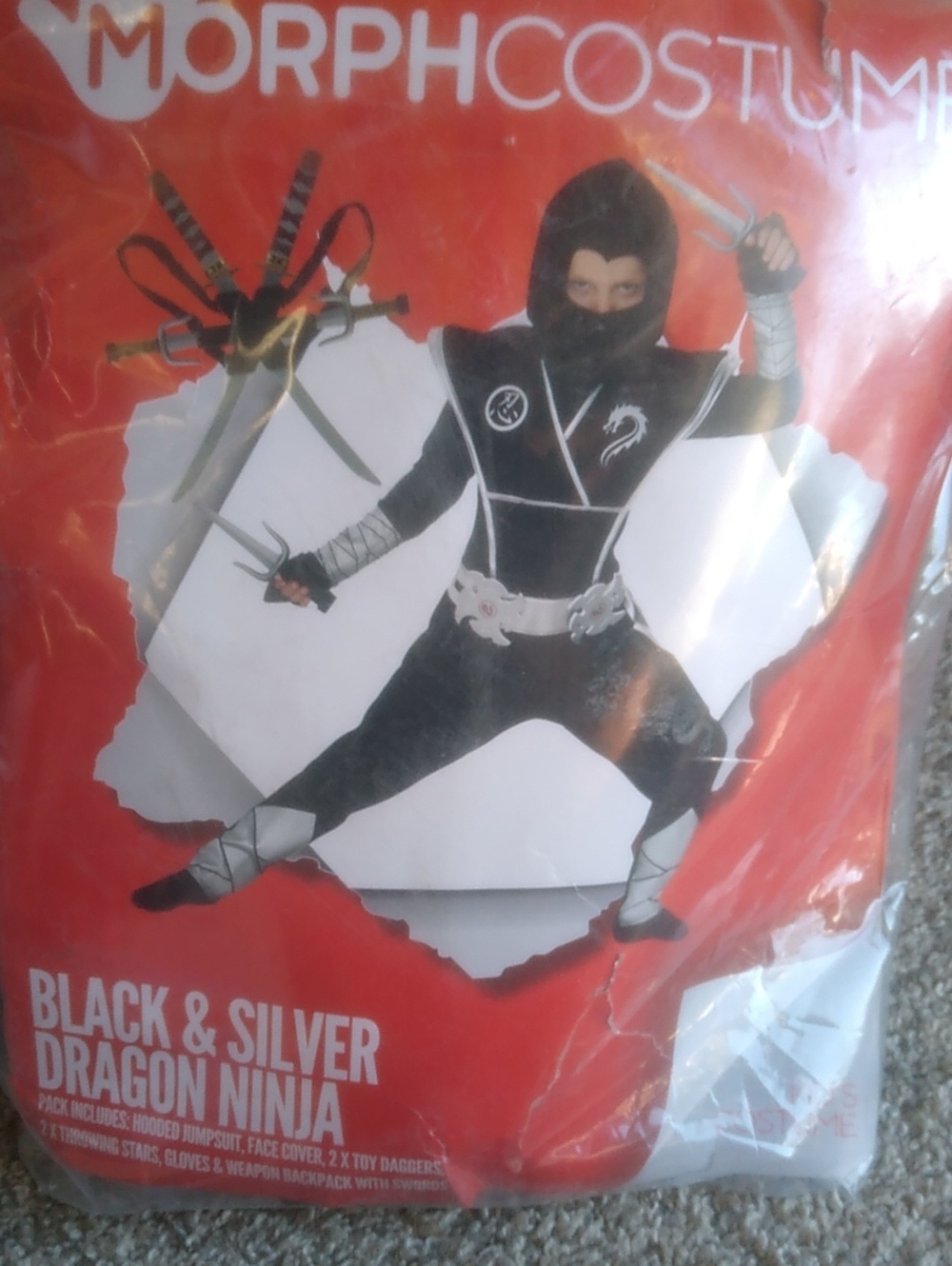 Black & Silver Dragon Ninja Kids Costume